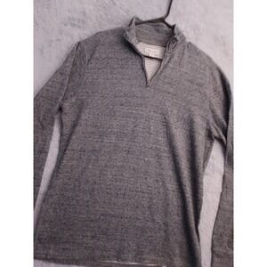 J Crew Sweater Mens LT Large TALL Cotton Quarter Zip Mock Neck Heather Gray Prep